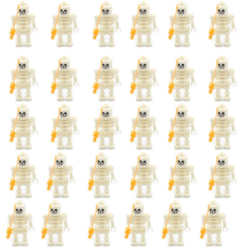 Skeleton Building Blocks Medieval Castle Knight Warriors Skeletons Strong Orcs Figures Collection Toy for Children Gifts
