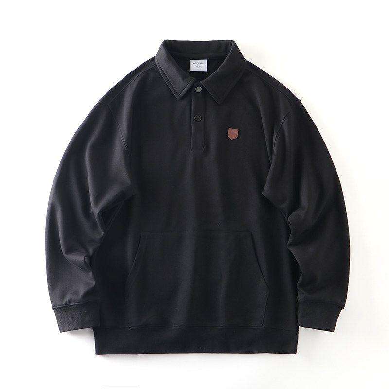 American Retro Heavy Weight Stiff Heavy Weight Pure Cotton 520G Lapel Polo Sweatshirt Men's Autumn and Winter Foreign Trade Men's Clothing Outwear