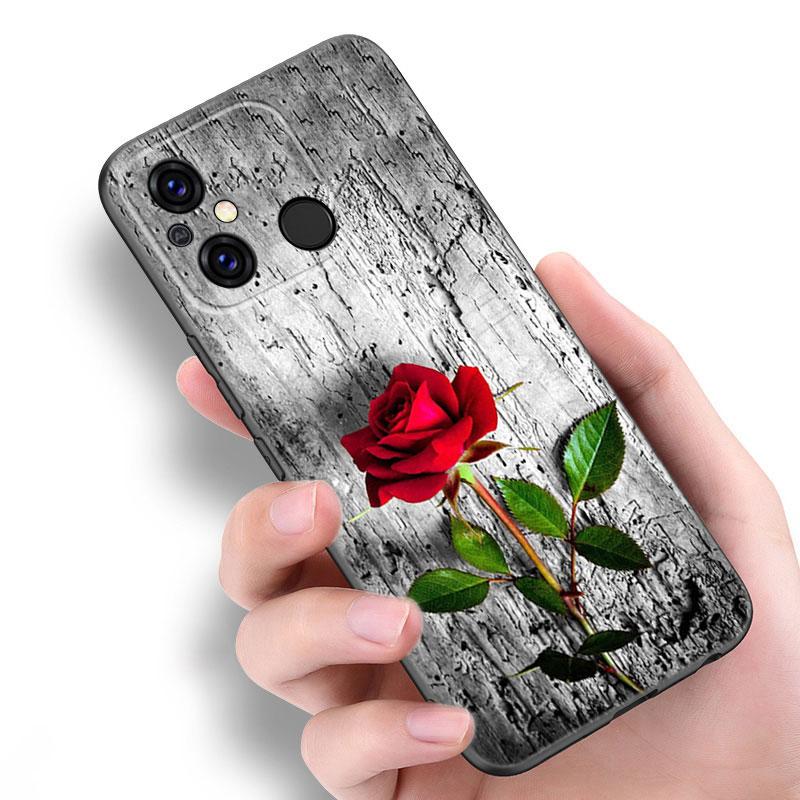 Bright Red Roses Flowers Black Case For Xiaomi Redmi 11 Prime 11A 12C 13C A1 A2 Plus A3 12 4G 10 13R 5G 9A 10A 9C 10C 9i 12R