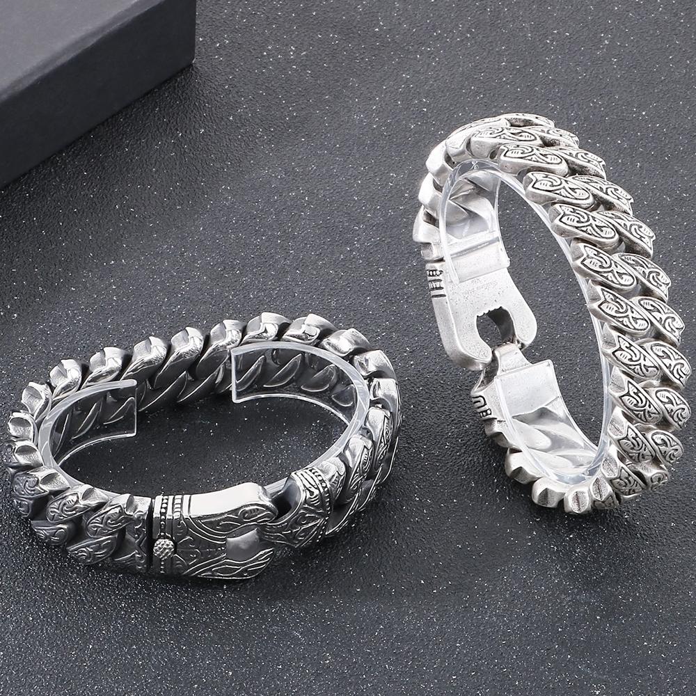 Brățară Cool Greu Solidă din Oțel Inoxidabil pentru Bărbați Masivă Lățime 20MM Lanț Stil Totem Brățări Moto pentru Bărbați 4 Culori Disponibile