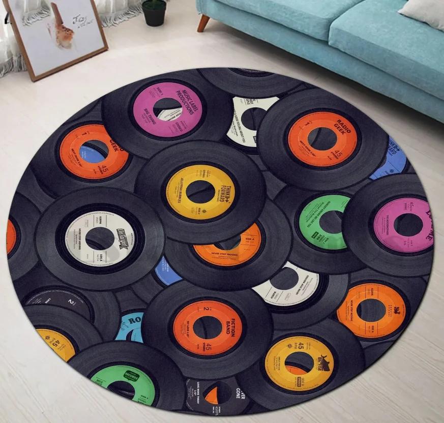 Magnetic Tape Flower Circle Round Rug 3D Area Rug Non-slip Home Mat Floor Dining Room Living Room Soft Bedroom Carpet Decoration