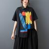 DIMANAF 2026 Plus Size New Summer Blouse Shirt Print Short Sleeve Casual Women Loose Tops Shirts Cotton