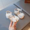 Lace bowknot girls' sandals, new summer style, Korean design, soft-soled princess shoes, breathable mesh sandals