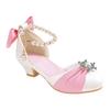 Kids Leather Shoes For Girls Knot Banquet Party Children High Heel Shoe Kids Girls Sandals Student Crystal Princess Shoes