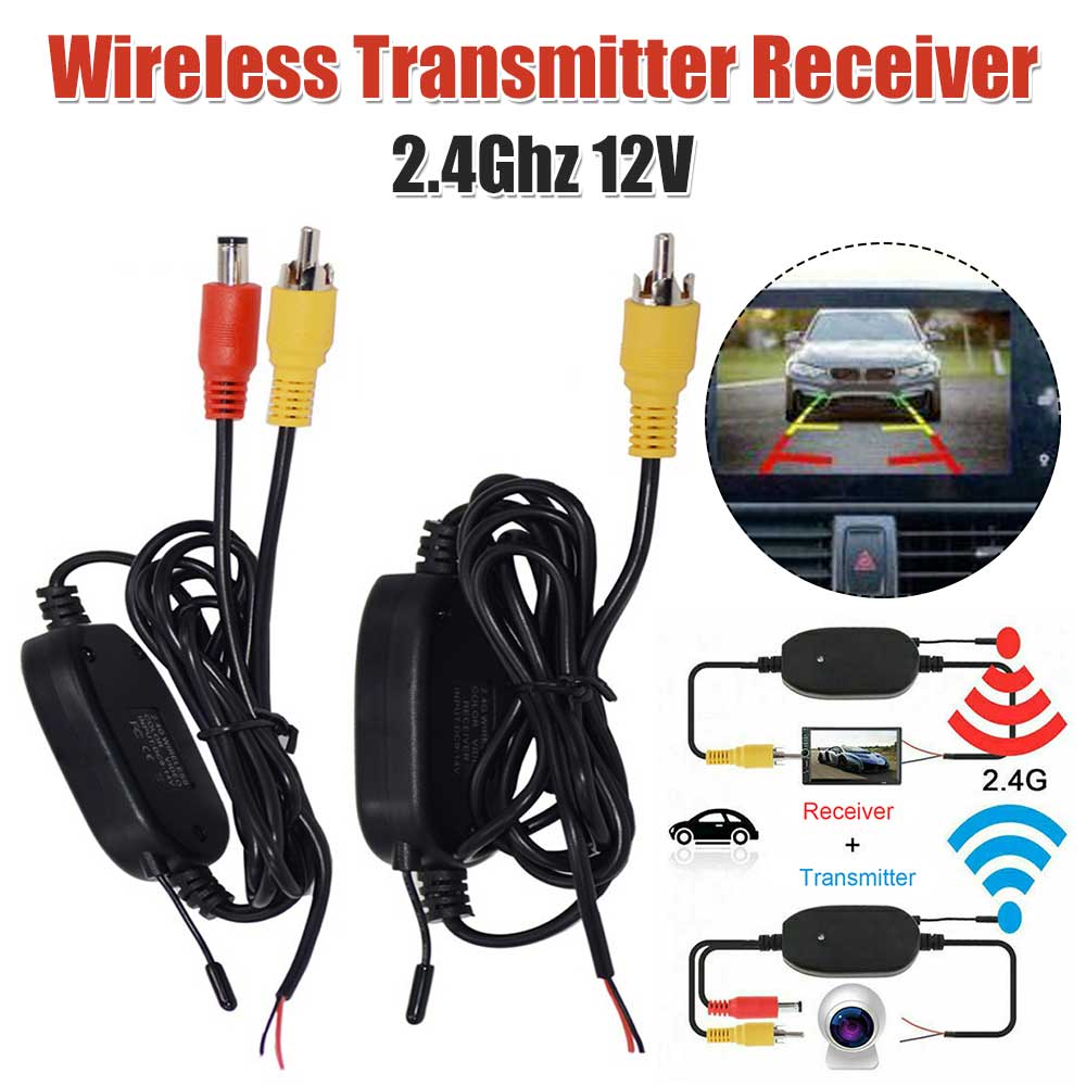 2.4Ghz Wireless Color Video Transmitter Receiver Kit 12V 100M 5V Output for Car Monitor Back Up Reverse Rear View Camera
