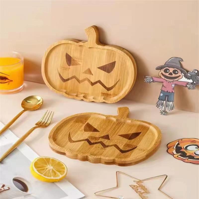 Halloween Wooden Tray Creative Party Centerpiece Festive Dinner Fruit Plate Layout Props for Spooky Holiday Celebrations