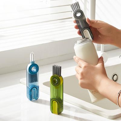 3 In 1 Multi-functional Cleaning Brush Bottle Cleaner Brush Household Rotated U-shaped Cup Mouth Brush Groove Cleaning Tools
