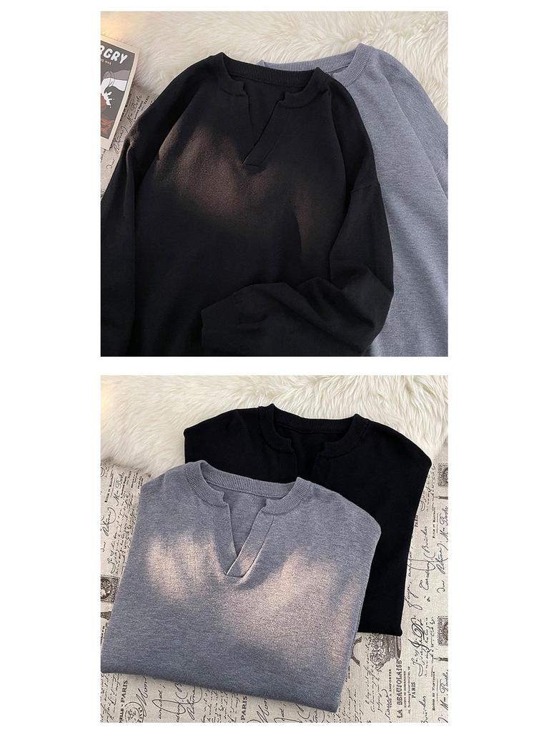 Men's Korean Style V-Neck Loose Knit Sweater