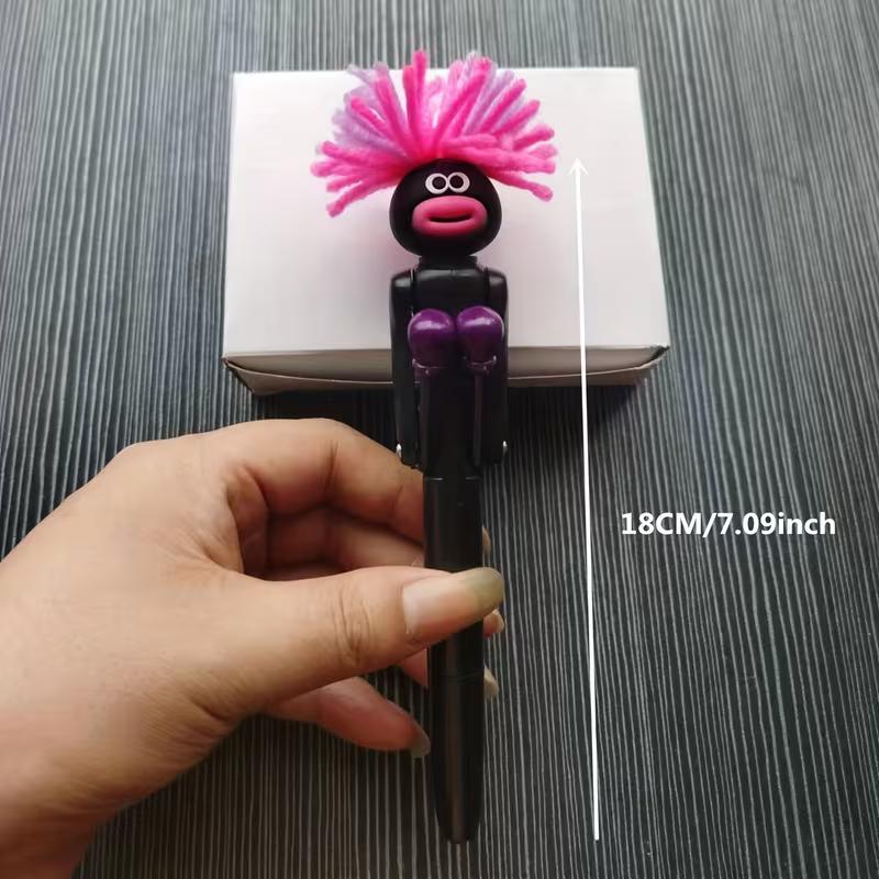 1pc Funny Exploding Hair Boxing Ballpoint Pen - Creative Knock Pen, 1.0mm Black Refill, Funny Birthday Gift