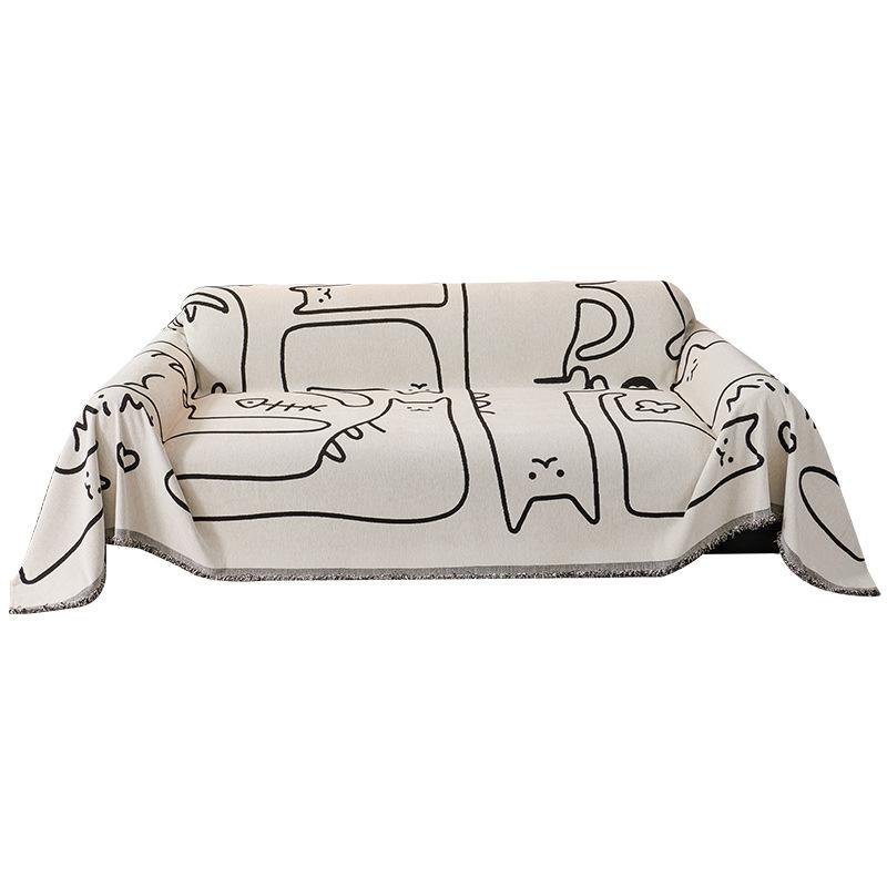 Chenille Sofa Throw Blanket - Non-Slip, Machine Washable, All-Season Couch Cover In Coffee Color with Tassel Detail - Ideal for Living Room, Bedroom