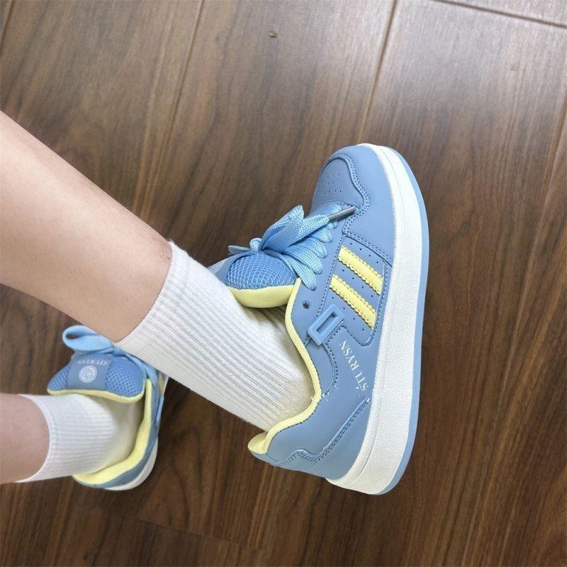 Thick-soled Low-top Blue and Yellow Bread Shoes Couple's Trendy Winter New Breathable and Versatile Casual Sports Shoes