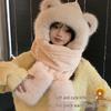 2025 Women's Cute Bear Hood: Winter Plush Hat, Scarf, Gloves Set