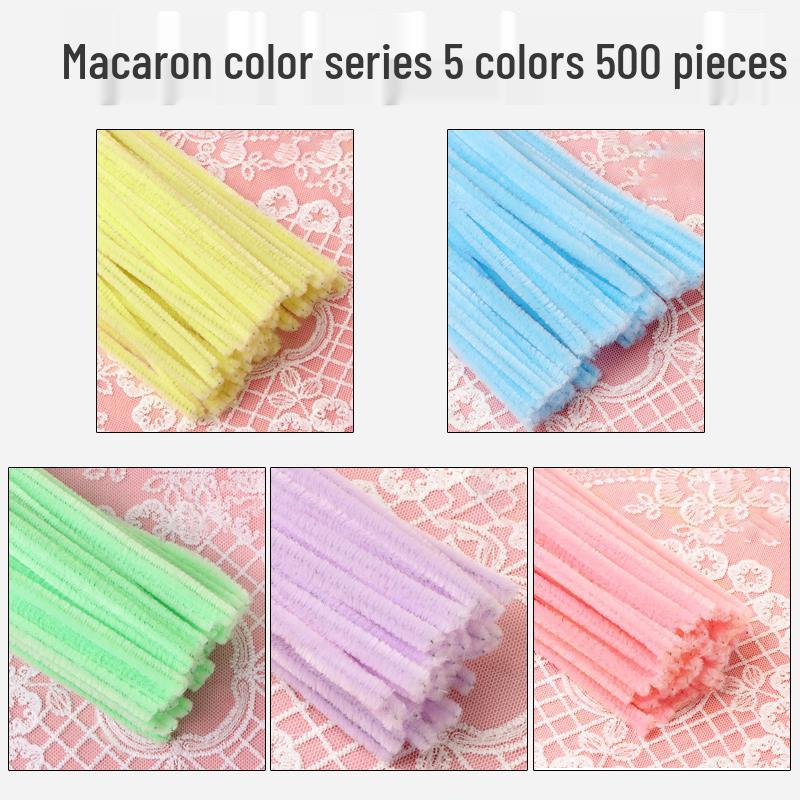 Thickened White Chenille Pipe Cleaners - Mixed Colors for DIY Bouquet Crafts