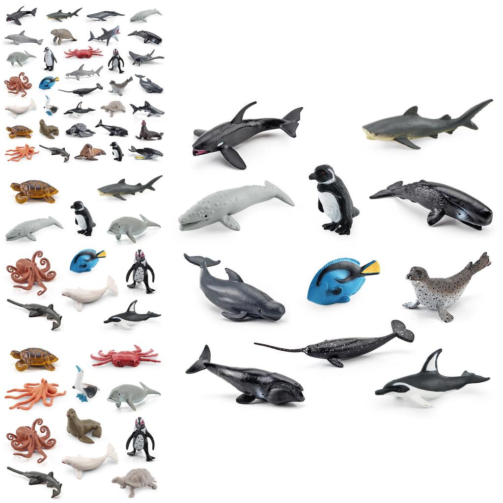 Realistic Ocean Animal Model Set Including Whales Dolphins Sharks Turtles Crabs And More For Educational Play And Decoration