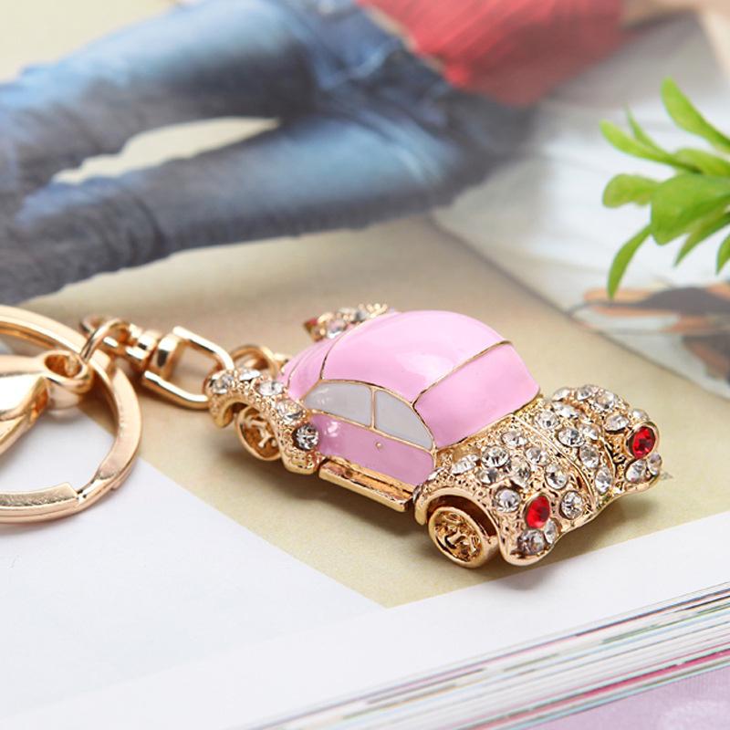 Fashion Alloy Metal Car Key Chain Keychain Charm Women Handbag Crystal Pendant Luxury Model Car Accessories Keyfob