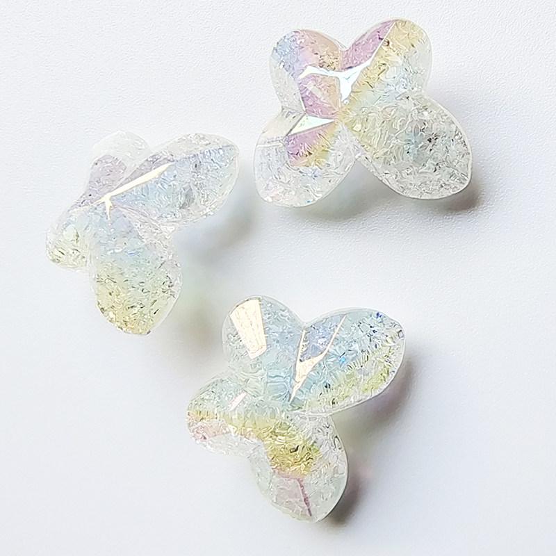 Iridescent Crackle Diamond Butterfly Beads for DIY Jewelry Making
