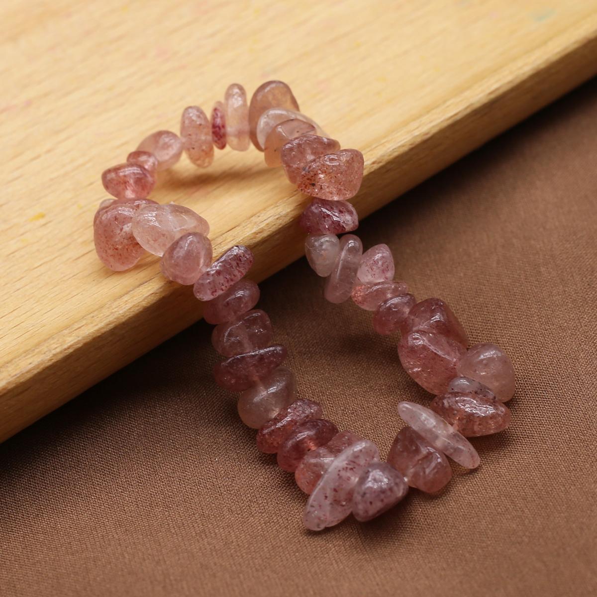 

Новый стиль, женский браслет из натурального камня, Радужный дымчатый кварц/клубника, браслет из гравия с кристаллами для женщин, цепочка подарков на день рождения, 18 см 18CM