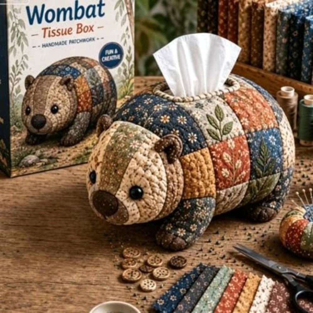 Patchwork Design Tissue Box DIY Kit Pre-Cut Fabric Handmade Tissue Holder For Bedroom Decor