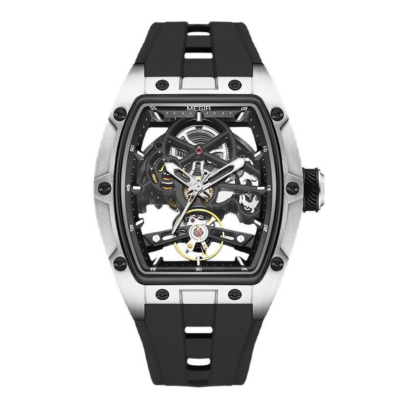 Men s transparent fashion watch barrel-shaped fully automatic trend luminous waterproof mechanical watch