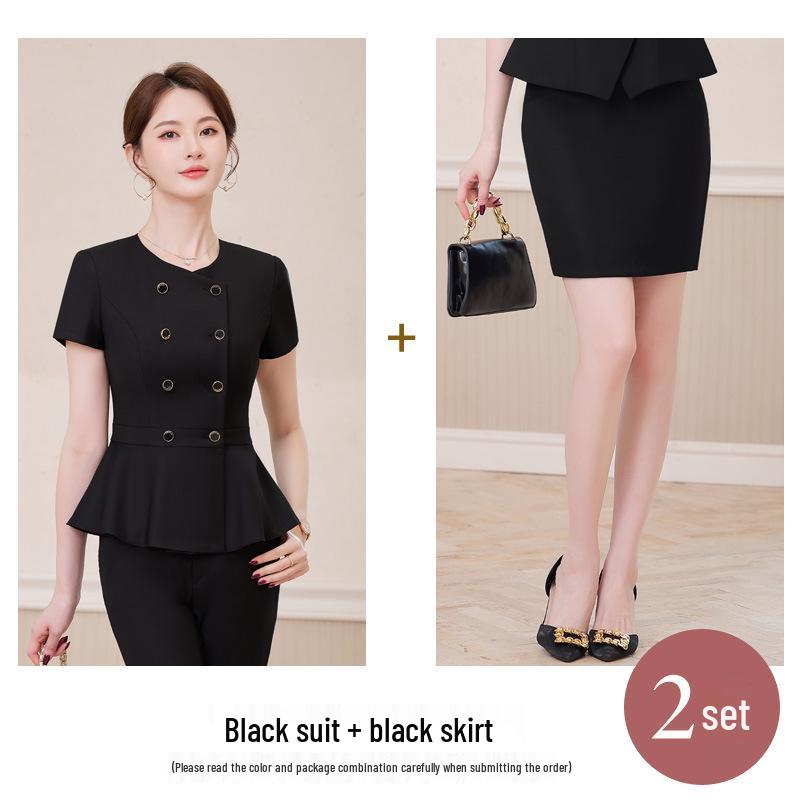 Gray Women's High-End Professional Short-Sleeve Two-Piece Summer Workwear