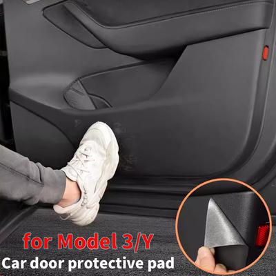 For Tesla Model 3/Y/6-Seater Model YL Car Door Anti Kick Pad, Door Panel Protective Pad, Anti Stepping and Anti Dirt Pad