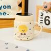 Creative Cartoon Cute Three dimensional Rabbit Ceramic Cup with Lid for Women Playing with Fun Rabbit High Looking Office Household Water Cup