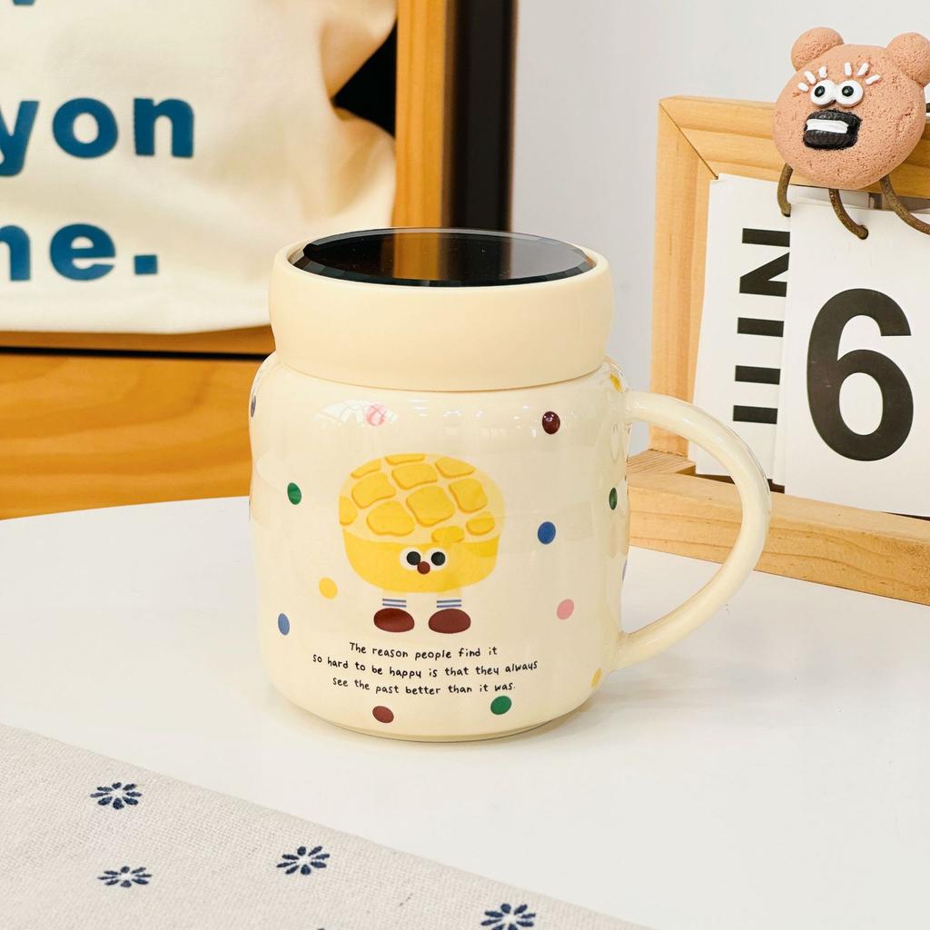 Creative Cartoon Cute Three dimensional Rabbit Ceramic Cup with Lid for Women Playing with Fun Rabbit High Looking Office Household Water Cup