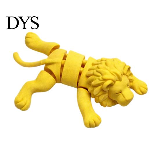 Cute Office Desk Accessories 3D Printed Lying Lion Figurine with Movable Joints, Poseable Animal Fun Boredom Relief Toys Model for Decoration,