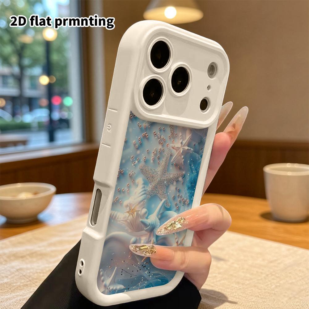 Phone Case: 2D Flat Design Suitable for iPhone 18 17 16 15 14 13 Pro Tiered Protective Case, Ocean Pearl, Christmas and Halloween Gift