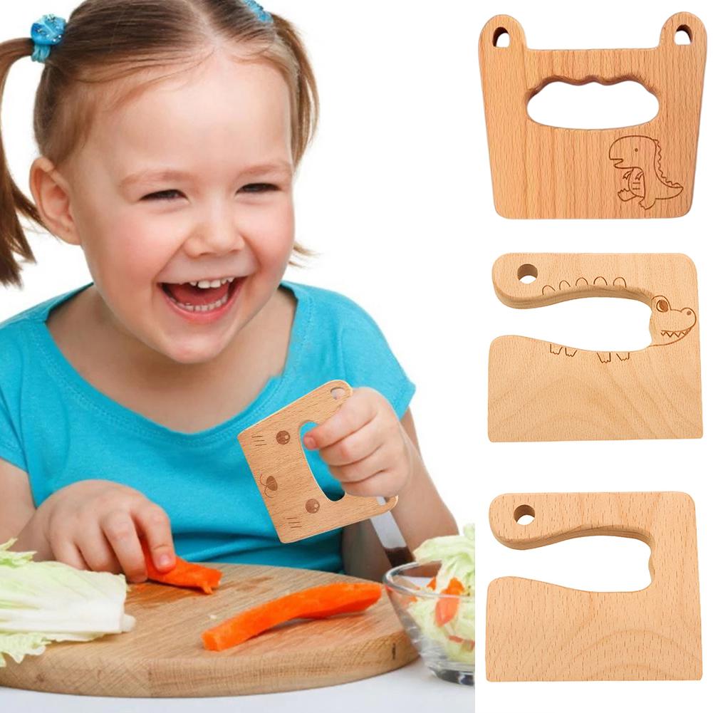 Mini Wooden Kids Knives Safety Cooking Cutting Toys For Children Kids Toddler