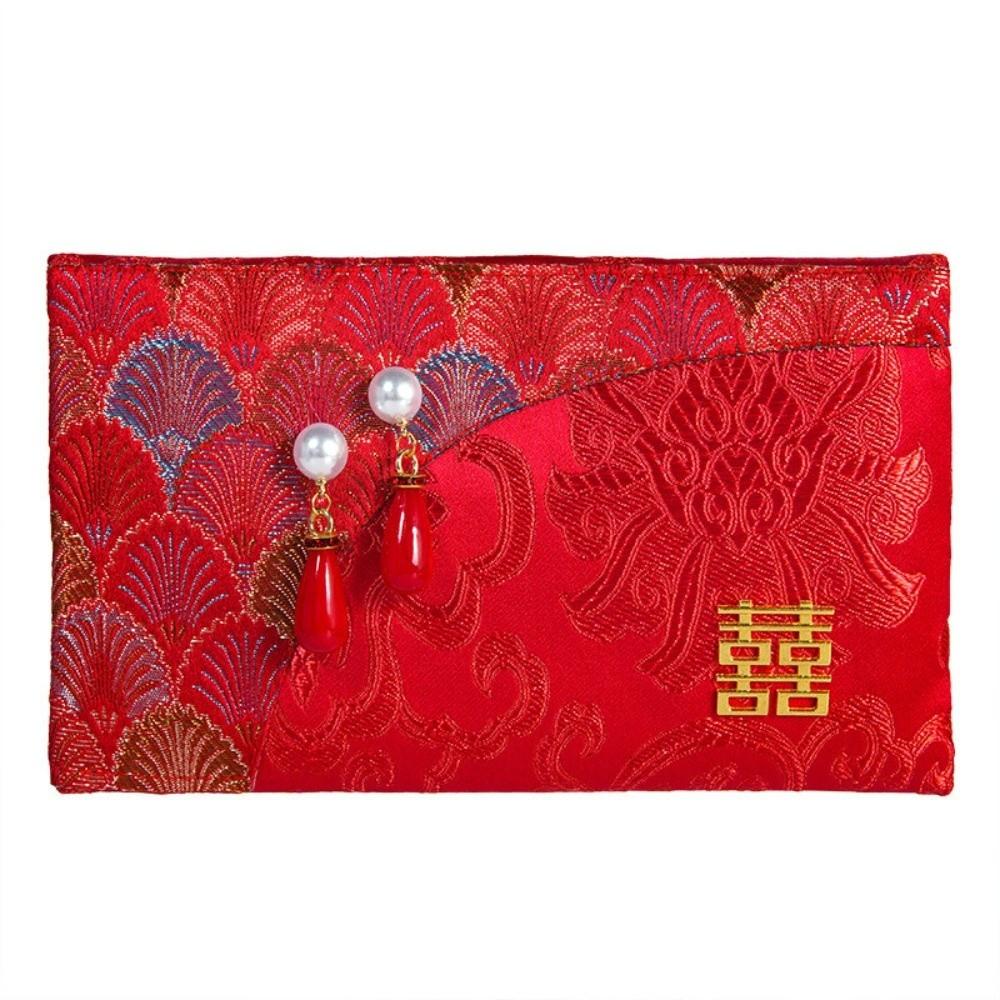 Embroidery Wedding Hongbao Blessing Words Red Pockets Brocade Red Envelop Spring Festival