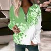 Dámská mikina Pulovr Basic Quarter Zip Dlouhý rukáv Potisk Květiny Mikina Neformální Top