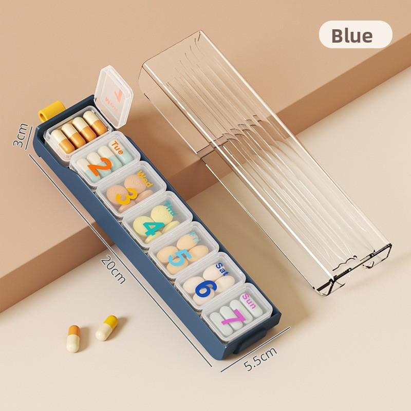 Portable Sevenday Plastic Medication Organizer With Sealed Compartments For Travel And Daily Use