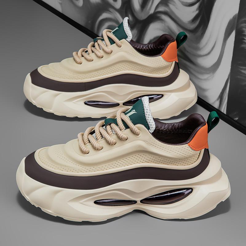 

Осень новые спортивные туфли мужские универсальные дышащие кроссовки на платформе с воздушной подушкой увеличивающие рост папины кроссовки 44 хаки