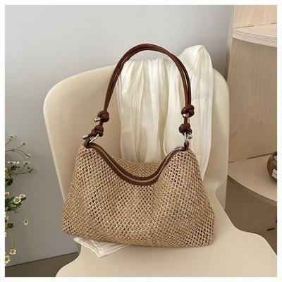 Rattan Straw Bag Fashion Woven Large Capacity Handbag Handmade Braid Shoulder Bag Summer Beach