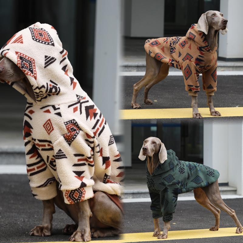 Winter Warm Dog Hoodies,Pet Hooded Pullovers For Large Breeds,Classic Christmas Printing Dogs Sweater Pajamas,For Husky Whippet
