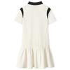 Skechers Sport Life Series Logo Letter Comfortable Polo Collar Short Sleeve Dress Women dresses Cotton-Candy-White L225W120-0074