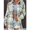 2024 Women's Pink Plaid Loose Long Sleeve Shirt Jacket