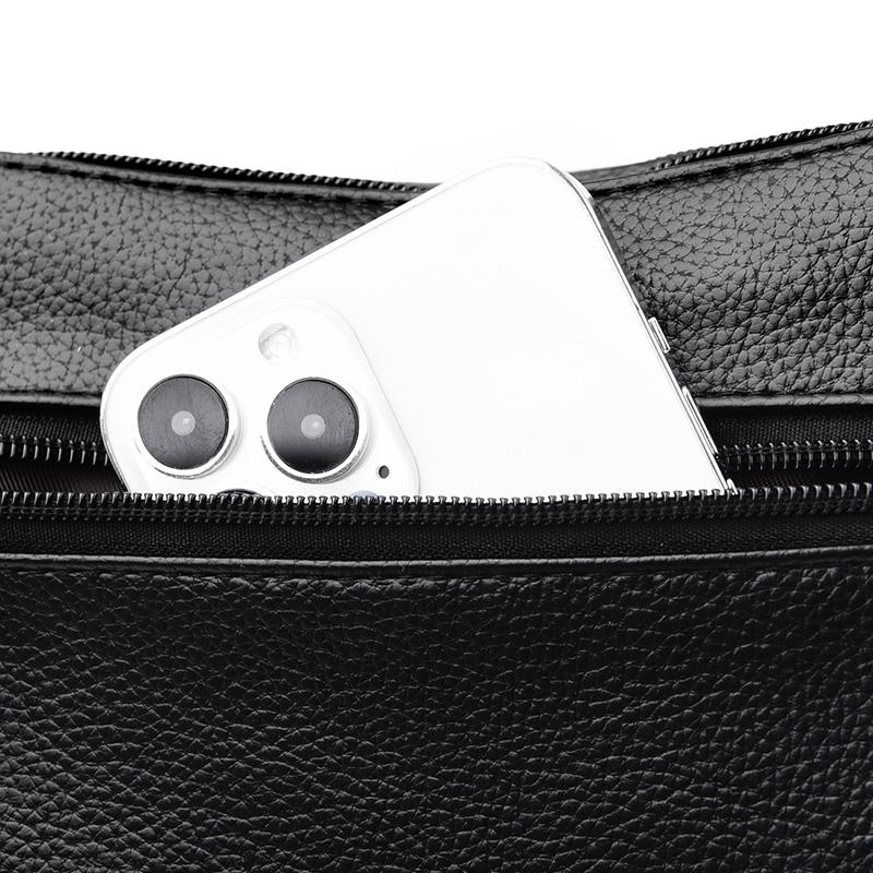 Кожаная сумка Женская сумка среднего возраста Сумка через плечо для матери чёрный — фото 19