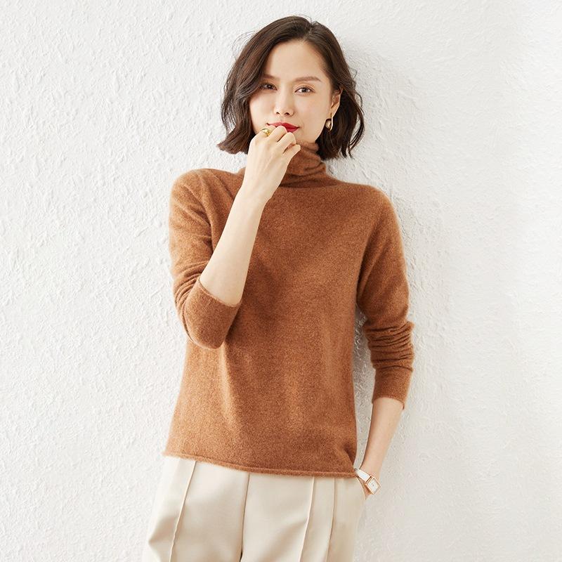 Andy Velvet Pile Collar Sweater for Women In Autumn and Winter Soft and Glutinous Skin-friendly Base Shirt Simple Atmospheric Warm Pullover Sweater