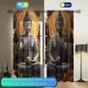 2pcs Shakyamuni Buddha Printed Curtain for Home Decor - Rod Pocket Window Treatment for Bedroom, Office, Kitchen, Living Room