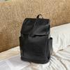 Retro Hong Kong style PU soft leather texture backpack men's large-capacity American schoolbag female college student computer backpack waterproof
