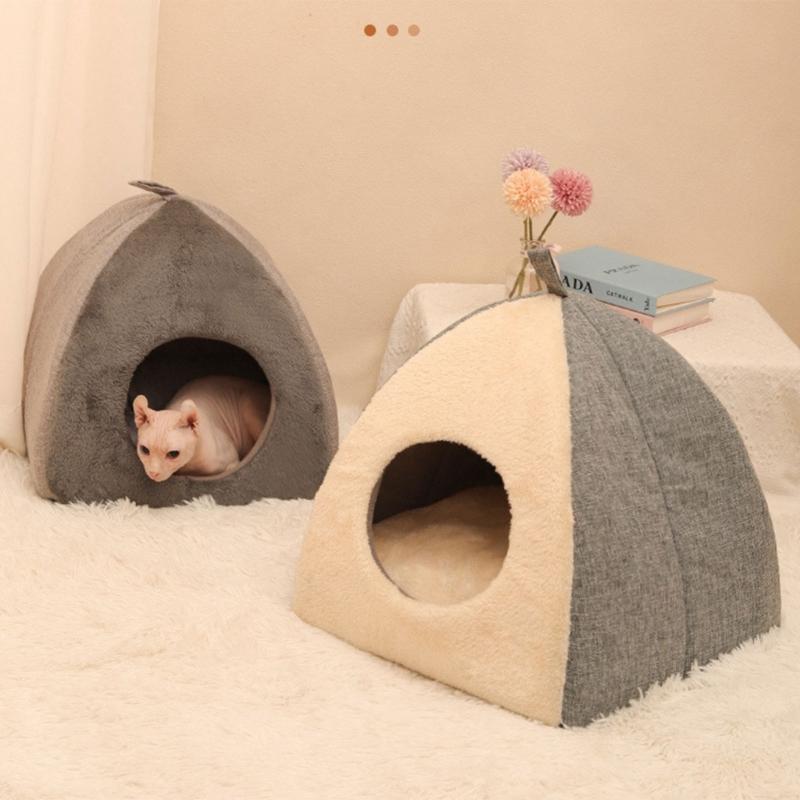 Cat Bed for Indoor Cat Small Dog Warm Bed House Washable Puppy Tent Bed Kitten Cave Removable Cushion