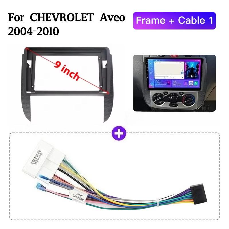 9 inç Chevrolet Aveo 2004 - 2010 için 2 Din Araba CD DVD Çerçeve Panel Radyo Çalar Ses Montaj Adaptörü Gösterge Paneli Trim Kitleri
