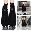 Womens Punk Denims Flared Leg Warmers Eyelets Buckled Strap Pocketed Cargo Boot Cover Over Knee Stockings Streetwear