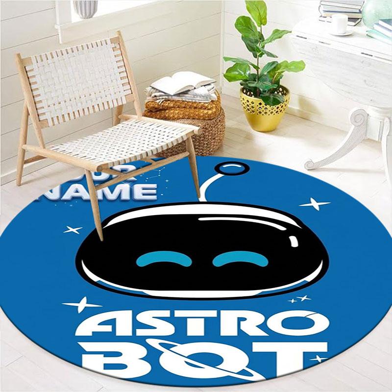 ASTRO BOT Custom Name Round Area Rug,Carpet Rug for Living Room Bedroom Sofa Playroom Decor,Non-slip Floor Mat