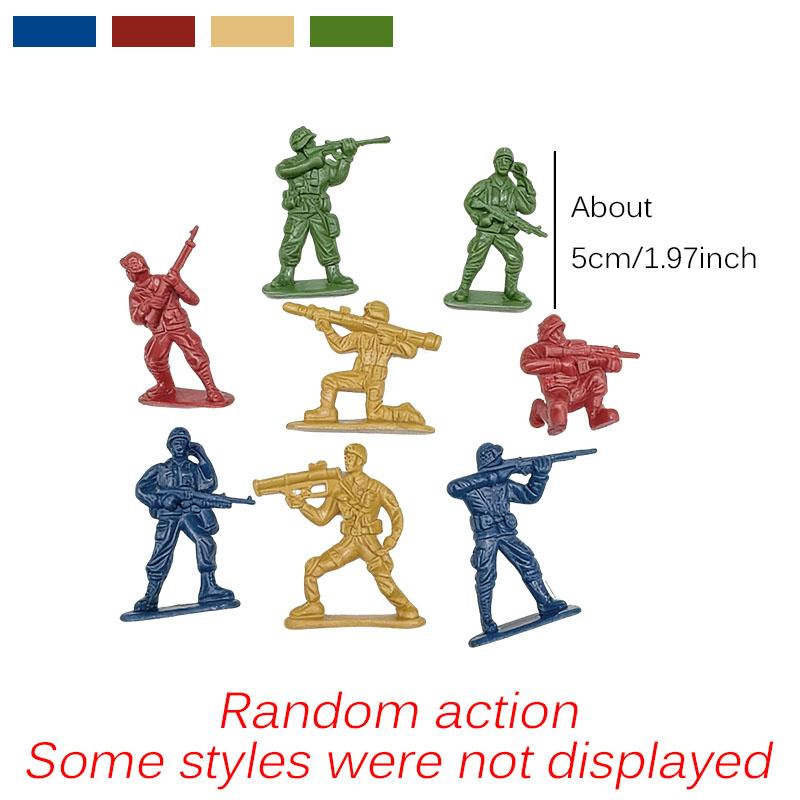 30 Stück Soldatenmodell-Ornament Mehrere Posen Plastik-Statuette Militärische Sandkasten-Spielzeugfiguren 4 Farben Verfügbar DIY-Dekoration ZYF