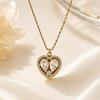 Elegant Women's Stainless Steel Zirconia Heart Necklace