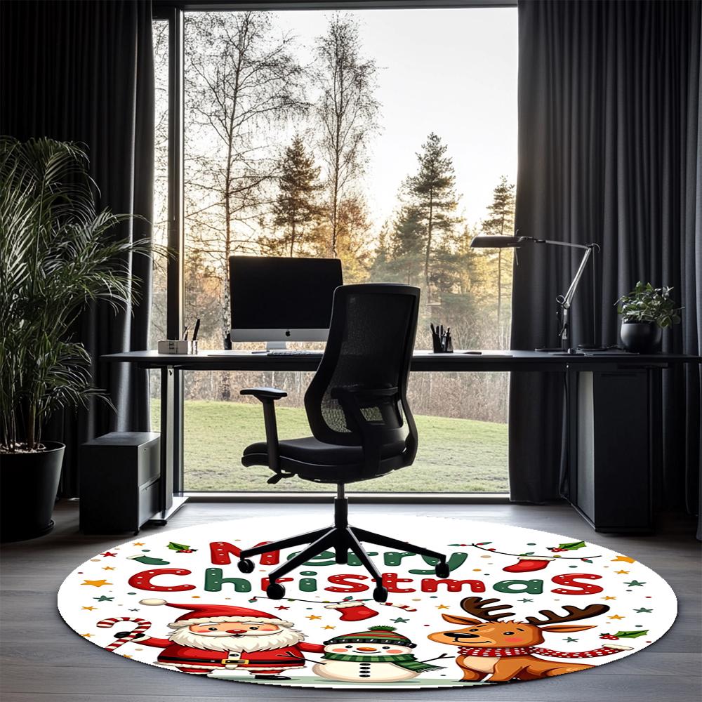 Christmas Printed Round Rug Carpet Chair Rug Area Rug Entryway Doormats,for Office Chair Living Room Bedroom Kitchen Room.