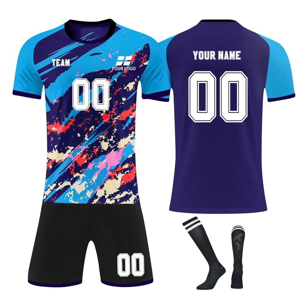 Personalisierte Shirts Kit Herren Mädchen mit Namen Nummer benutzerdefinierte Fußballtrikots für Jungen Trainingsanzug